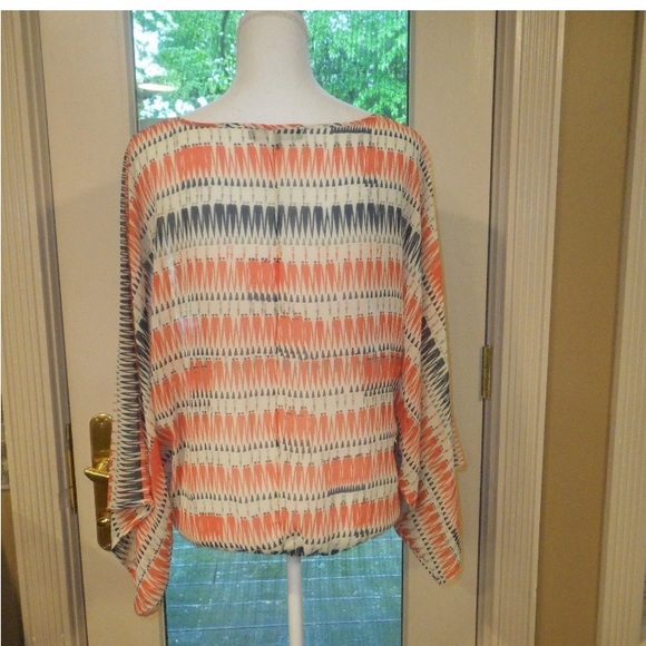 Sanctuary sz xs orange gray v-neck butterfly top blouse - Picture 2 of 3